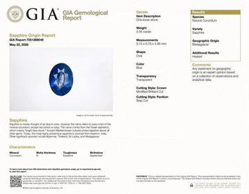 1 pcs Blauw Saffier - 2.56 ct - Gemological Institute of, Nieuw