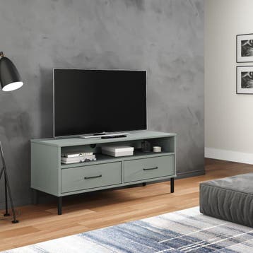 vidaXL Tv-meubel met metalen poten OSLO massief grenenhout, Verzenden