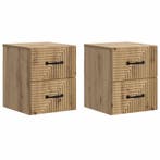 vidaXL Muurbevestigde Nachttafel 2 pcs Artisanaal eiken, Verzenden, Nieuw