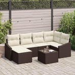 vidaXL Tuin Eettafel Set met kussen met opslag 7 pcs Bruin, Verzenden, Nieuw