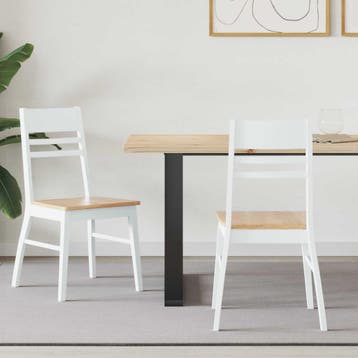 vidaXL Eetstoelen 2 st Massief Rubberhout Wit 43 x 54 x 89, Verzenden, Nieuw