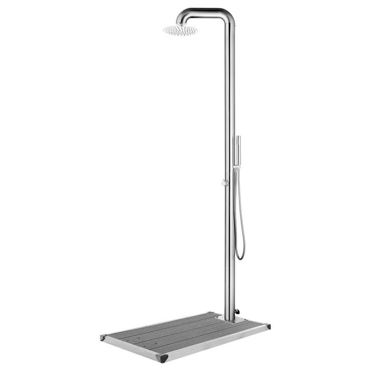 vidaXL Buitendouche met grijze basis 230 cm roestvrij staal, Tuin en Terras, Zwembaden, Nieuw, Verzenden