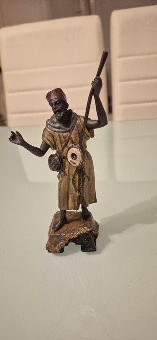 sculptuur, Reisesänger mit langhalsiger Laute - 18 cm - Koud