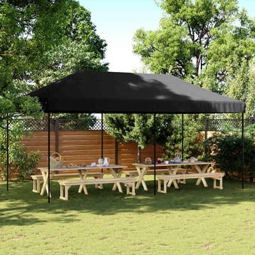 vidaXL Partytent inklapbaar pop-up 580x292x315 cm zwart, Verzenden, Nieuw