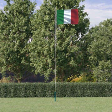 vidaXL Vlag met vlaggenmast Italië 6,08 m aluminium, Diversen, Verzenden, Nieuw