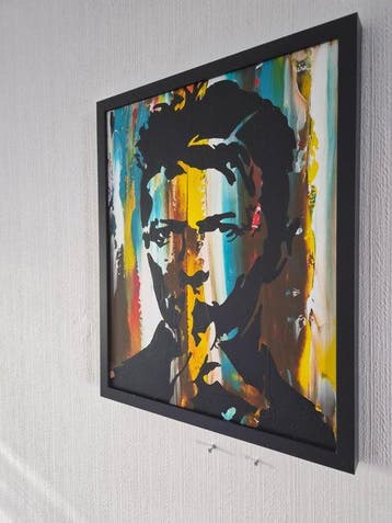 Liesens - David Bowie (handpainted on canvas) met lijst, Antiek en Kunst
