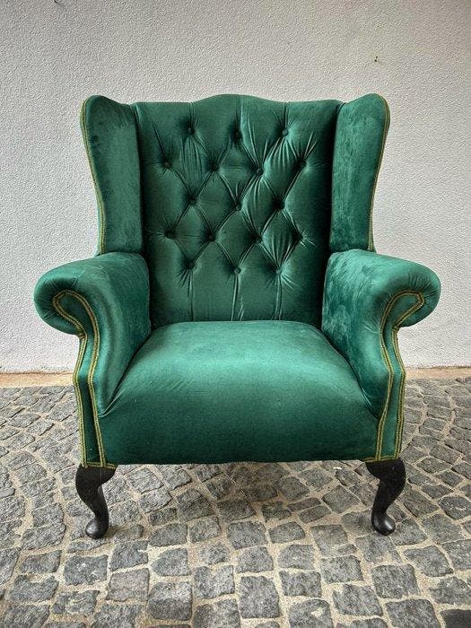 Fauteuil - Hout, Fluweel, Antiquités & Art, Antiquités | Autres Antiquités
