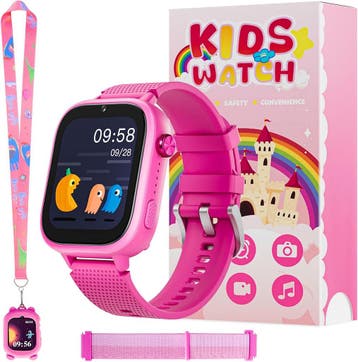 OKYUK Smartwatch 4G met SOS | Retour deal | Sla nu toe, Verzenden, Zo goed als nieuw, Roze, Jongen of Meisje
