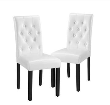 2dekans | Yaheetech Eetkamerstoelen Set van 2 - Wit - 45,5 x, Ophalen of Verzenden