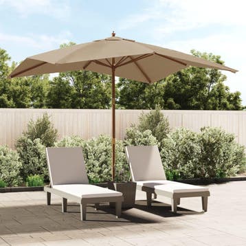 vidaXL Parasol met houten paal 300x300x273 cm taupe, Verzenden, Nieuw