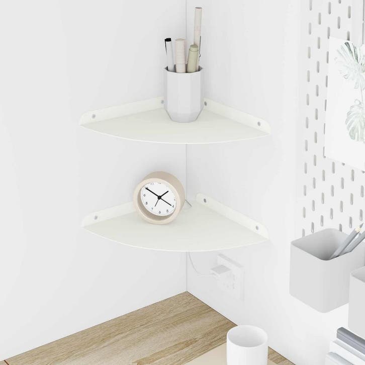 vidaXL Hoek Plank 2 st Wit 24 x 24 x 2 cm, Maison & Meubles, Armoires | Armoires murales, Envoi