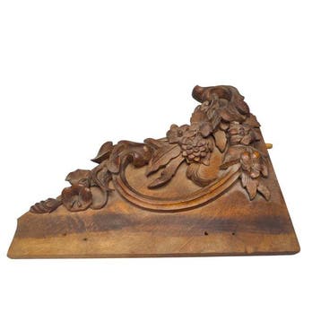Reliëf, Architectural Pediment Pair – Floral Relief - 30 cm