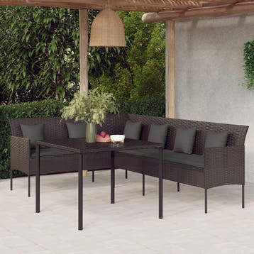 vidaXL 2-delige Tuinset met kussens poly rattan zwart, Verzenden, Nieuw, Tuinset