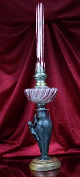 Olielamp - Glas, Metaal, Hout
