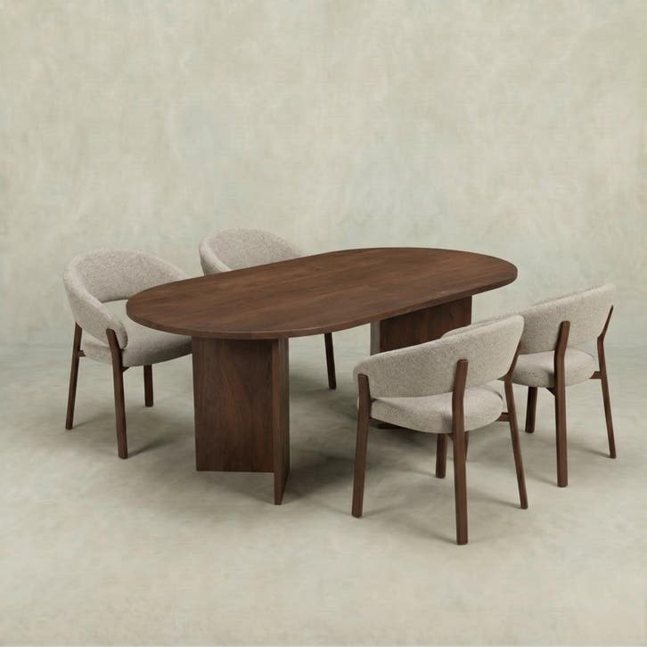 Mangohouten Eettafel Eilis 240x110 cm Walnoot, Huis en Inrichting, Tafels | Eettafels, Nieuw, Overige houtsoorten, Overige vormen