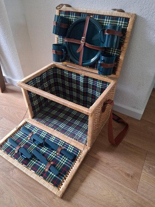 Picknickmand - picknickmand - Glas, Plastic, Antiquités & Art, Curiosités & Brocante