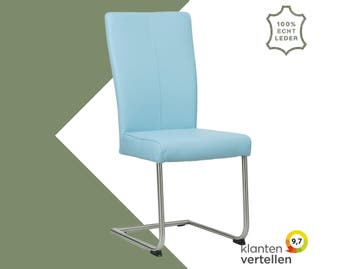 Leren eetkamerstoel Dry - Toledo Sky Blue (lichtblauw) -, Huis en Inrichting, Stoelen, Blauw, Nieuw, Leer, Ophalen of Verzenden