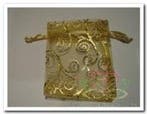 Cadeauzakje giftbag Organza Aquatic Goud 7x9 cm, Nieuw