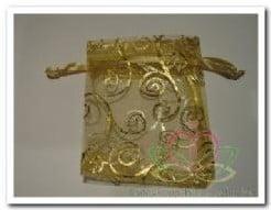 Cadeauzakje giftbag Organza Aquatic Goud 7x9 cm, Nieuw