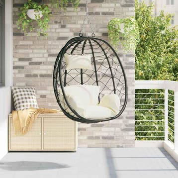 vidaXL Hangende ei-stoel poly rattan 91 x 54,5 x 107 cm, Verzenden