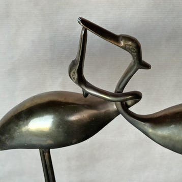Beeld, Kraanvogels - 29 cm - Messing