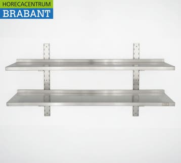 HCB acier inoxydable Double étagère murale 140 x 30 cm, Verzenden