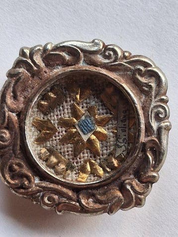 Relikwie - Legering, Verguld, Textiel, Papier, Glas -