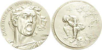 Verzilverte Bronzegußmedaille 2003 Russland-russische Foe.., Verzenden, België