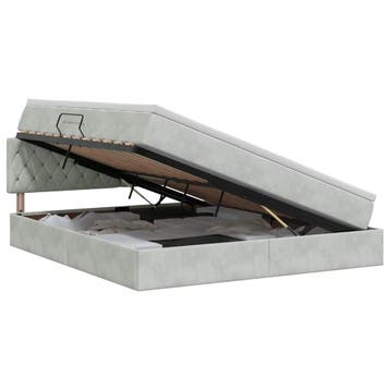 vidaXL Opbergbed met hoofdeinde Lichtgrijs 140 x 200 cm, Verzenden