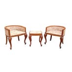 Fauteuil - Walnoot - Lotto van twee kuipvormige fauteuils en