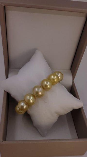 Bracelet Perles des Mers du Sud dorées - 12 × 15,5 mm