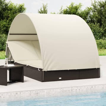 vidaXL Ligbed 2-persoons met rond dak 211x112x140 cm poly, Verzenden, Nieuw