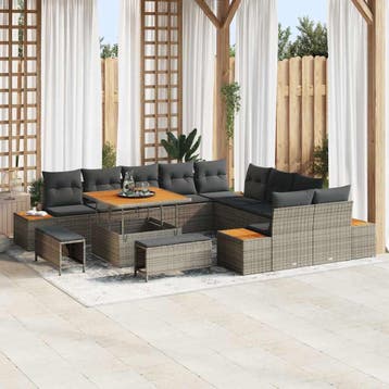 vidaXL Tuinbank Set 13 st 12-Aantal zitplaatsen Grijs Poly, Verzenden