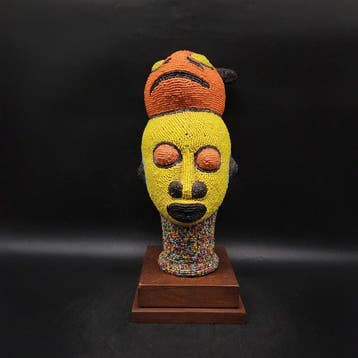 Magnifique tête pelé - Sculpture - Bamileke - Cameroun (Sans