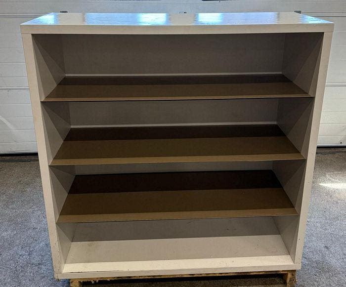 Rek / Kast 130cm, Houten kast met metalen legborden, Articles professionnels, Aménagement de Bureau & Magasin | Fournitures de bureau
