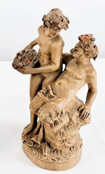 Beeld, After Claudion. Pair of Terracotta Bacchic Sculptures