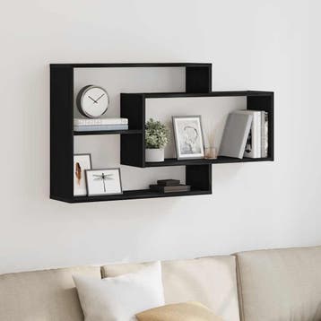 vidaXL Wandplank Zwart Eiken 104x20x58,5 cm Bewerkt Hout, Verzenden, Nieuw