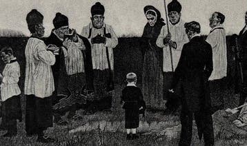 Rops Félicien (1833 - 1898) - Un Enterrement en Pays Wallon