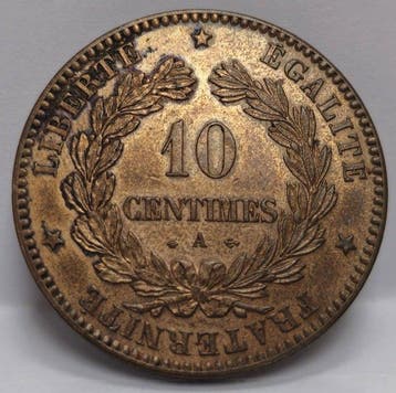 Frankrijk. 10 Centimes 1870-A Cérès (Zonder minimumprijs), Timbres & Monnaies, Monnaies | Europe | Monnaies non-euro