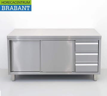 Armoire de travail HCB en acier inoxydable, table de travail, Verzenden