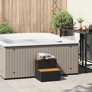 vidaXL Hottub-opstap 50x50x50,5cm poly rattan&massief, Verzenden, Nieuw