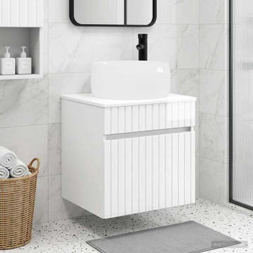 vidaXL Wandgemonteerde wastafelmeubel Hoogglans Wit 49 x, Huis en Inrichting, Verzenden, Nieuw