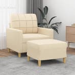 vidaXL Fauteuil met voetenbank 60 cm stof crèmekleurig, Verzenden, Nieuw
