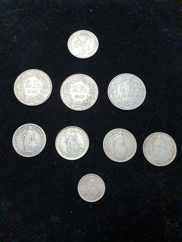Zwitserland, Liechtenstein. Lot of 20 coins, incl. silver,