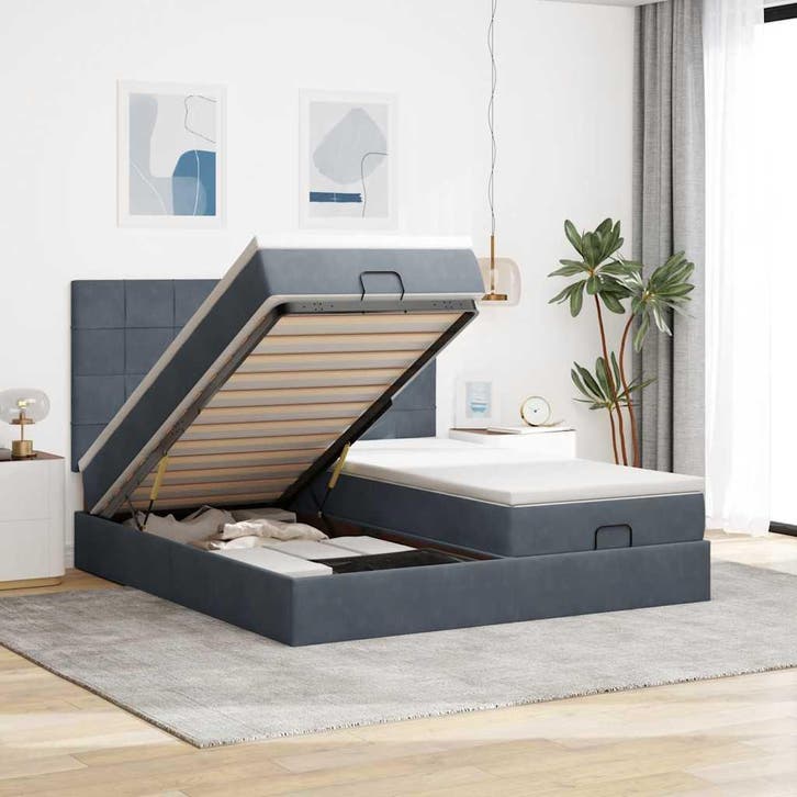 vidaXL Ottoman bed met matrassen 180x200cm fluweel, Maison & Meubles, Chambre à coucher | Lits, Envoi