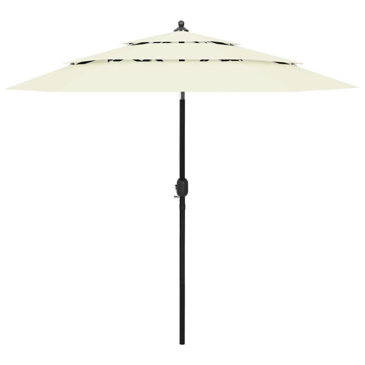 vidaXL Parasol 3-laags met aluminium paal 2,5 m zandkleurig, Tuin en Terras, Parasols, Nieuw, Verzenden