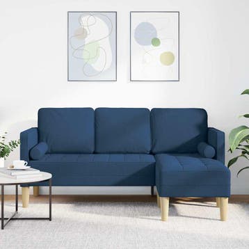 vidaXL bank / zetelstel met kussen Blauw Polyester, Verzenden, Nieuw