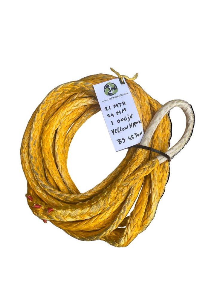 Hawk-Line Touw UHMWPE 21 Mtr 24 mm 45 Ton 1 Oogje mooring..., Sports nautiques & Bateaux, Navigation professionnelle, Envoi