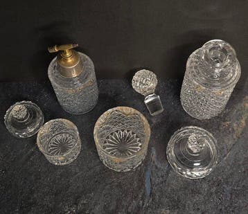 Ensemble de toilette - Val Saint Lambert - cristal taillé -, Antiquités & Art