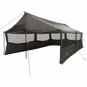 vidaXL Familietent Bruin grijs 600 x 400 x 268 cm Polyester, Caravanes & Camping, Tentes, Verzenden